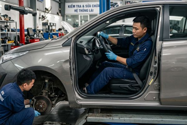 Kiểm tra hệ thống lái có độ rơ không