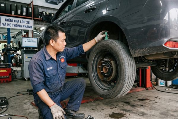 Kiểm tra lốp xe và hệ thống phanh