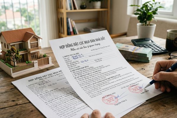 Hợp đồng đặt cọc mua nhà: Mẫu và các lưu ý quan trọng