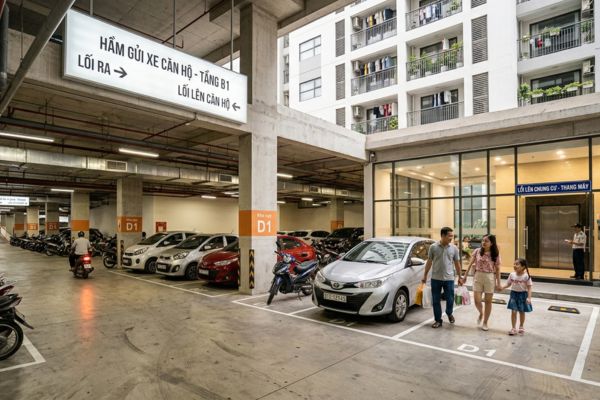 Mua nhà căn hộ có tầng để xe rộng rãi