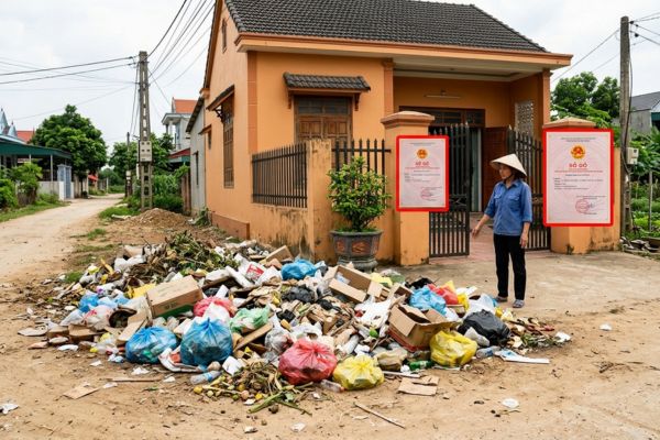 Mua nhà đất có sổ đỏ nhưng đất có điểm đổ rác công cộng