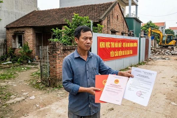 Mua nhà đất có sổ đỏ nhưng đất nằm trong khu vực phải đền bù