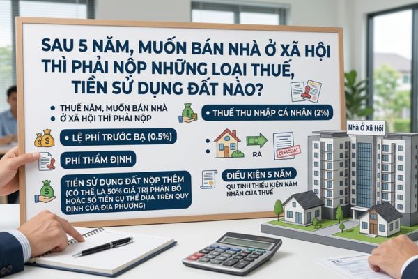 Sau 5 năm, muốn bán Nhà ở xã hội thì phải nộp những loại thuế, tiền sử dụng đất nào?