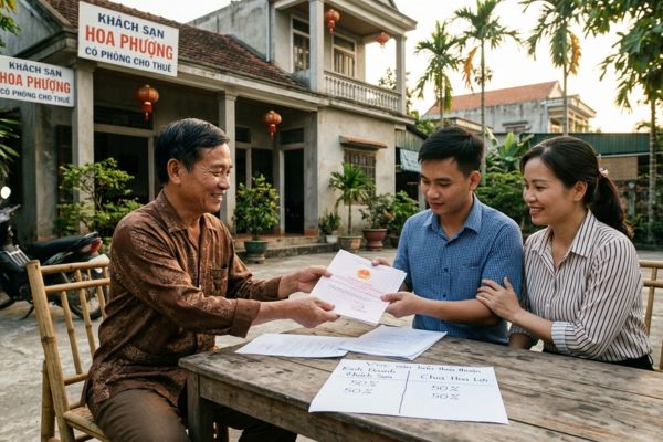 Cho tặng nhà đất có kèm thỏa thuận chia hoa lợi từ việc kinh doanh khách sạn trên đất