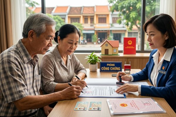 Cho tặng nhà đất kèm thỏa thuận cho người thứ ba ở nhờ trọn đời: Ký công chứng thế nào?