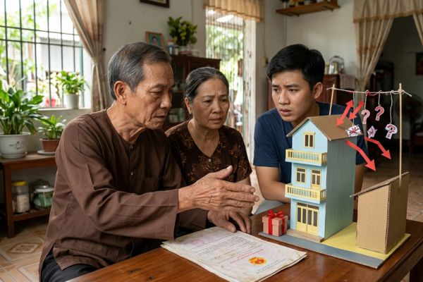 Tặng cho nhà đất dính tranh chấp về quyền sử dụng khoảng không gian trên không