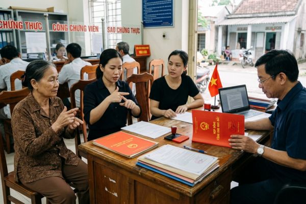 Tặng cho nhà đất nhưng bên tặng cho bị câm, điếc: Thủ tục người phiên dịch tại VPCC