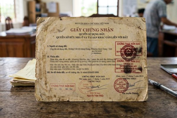 Chứng thực bản sao Giấy chứng nhận quyền sử dụng đất bị ố vàng, nhòe con dấu