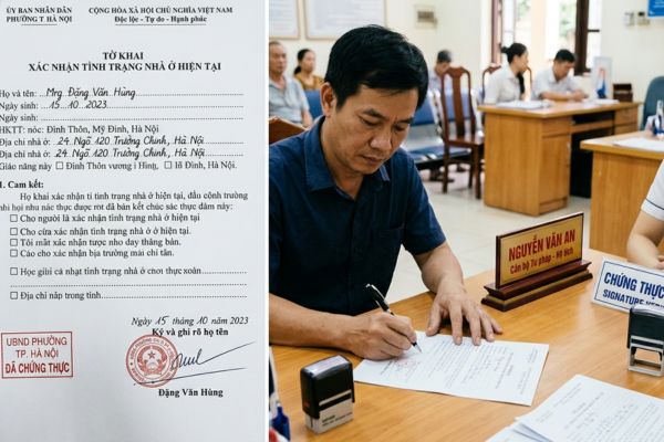 Chứng thực chữ ký trên tờ khai xác nhận tình trạng nhà ở hiện tại