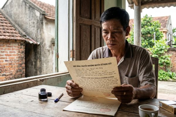 Hợp đồng chuyển nhượng đất thổ cư dính tranh chấp quyền xem xét ánh sáng và khoảng không