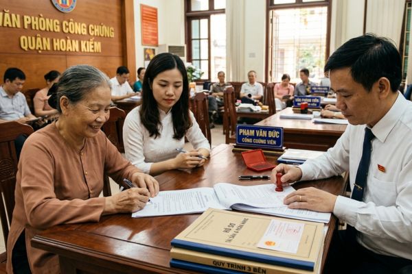 Hợp đồng tặng cho nhà đất dính gánh nợ ngân hàng: Quy trình công chứng 3 bên